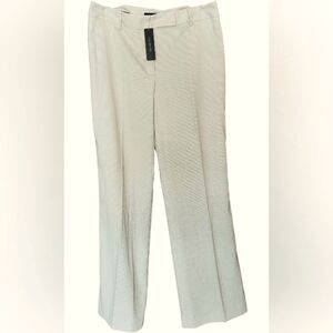NWT Talbots Heritage Poly Viscose Linen Blend Straight Leg Womens Ivory Beige 10